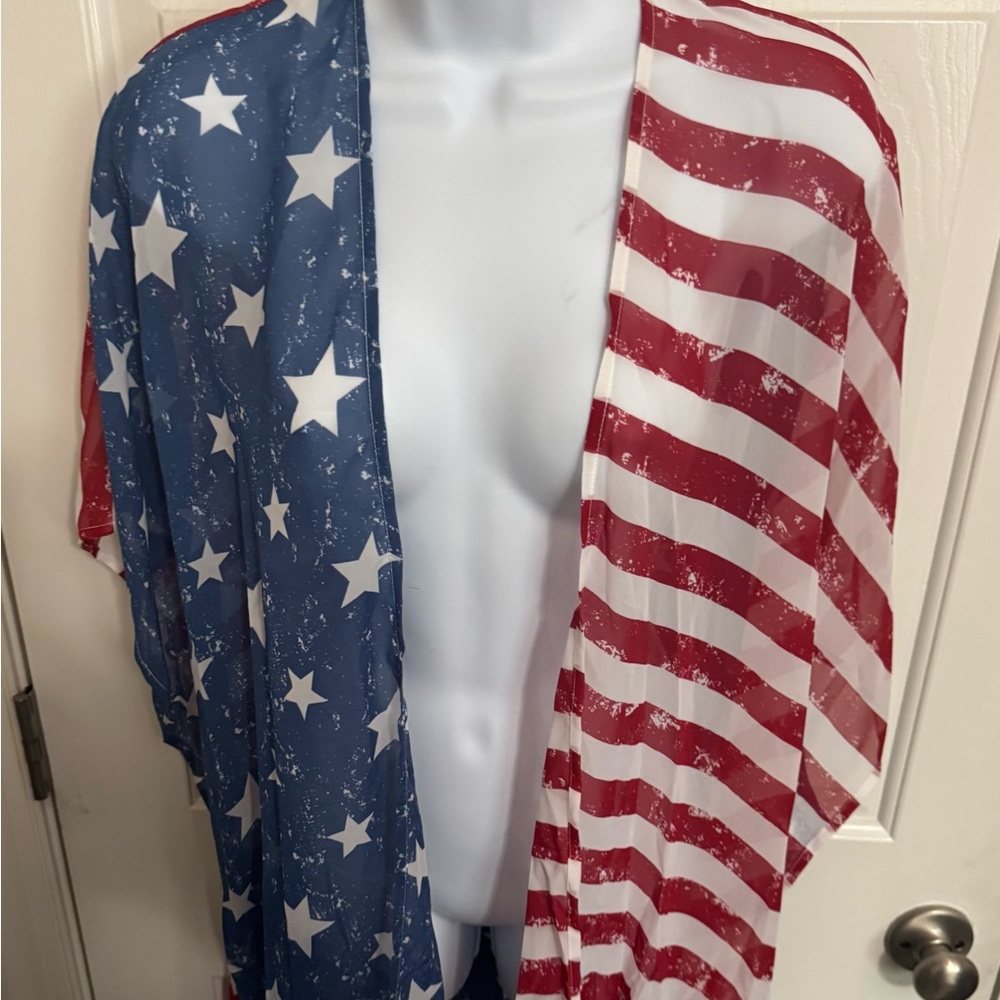Miss Chievous Patriotic Kimono Cardigan small coverup cover up USA America
